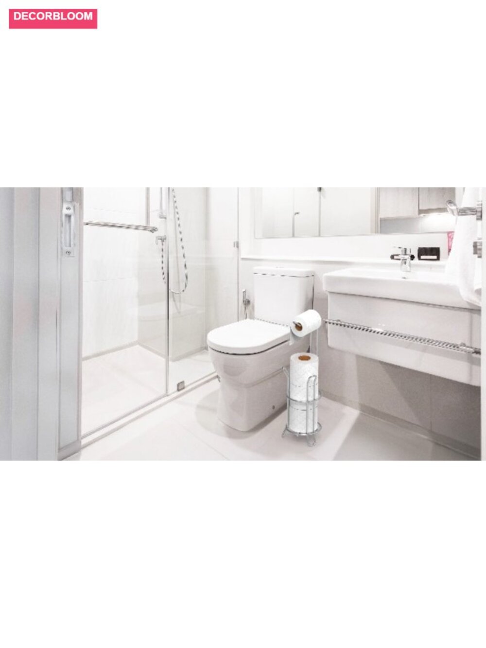 Free-Standing Toilet Paper Holder Stand 4 Roll Capacity Bronze - Picture 6 of 6